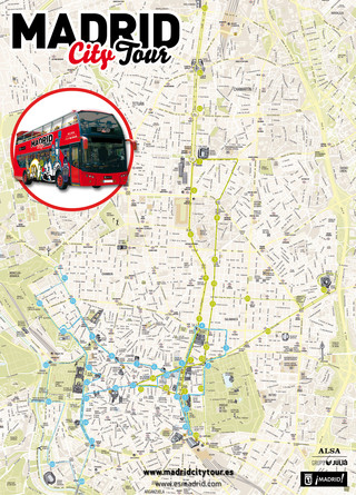 Map of Madrid hop on hop off bus tour with Madrid City Tour